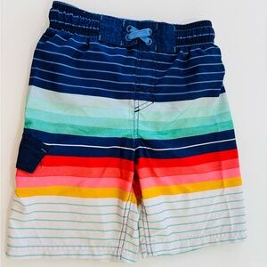 Kids Blue Multicolor Stripe Swim Shorts